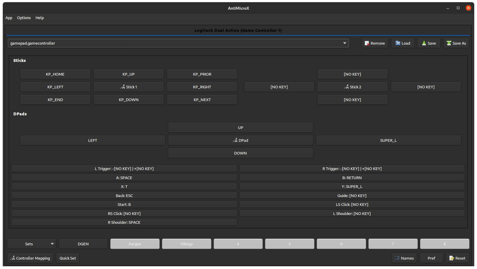 AntiMicroX Dark Theme Interface